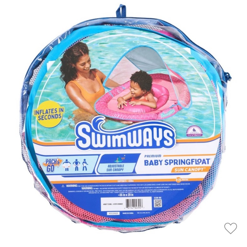 SwimWays Baby Float with Canopy - Pink - Picture 2 of 4